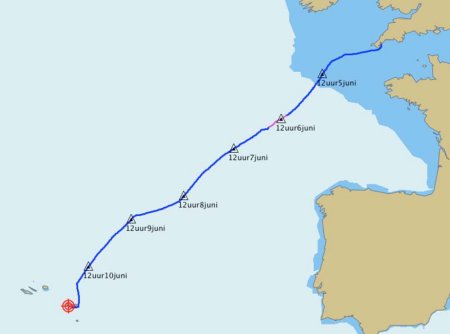 Noreen's track to the Azores